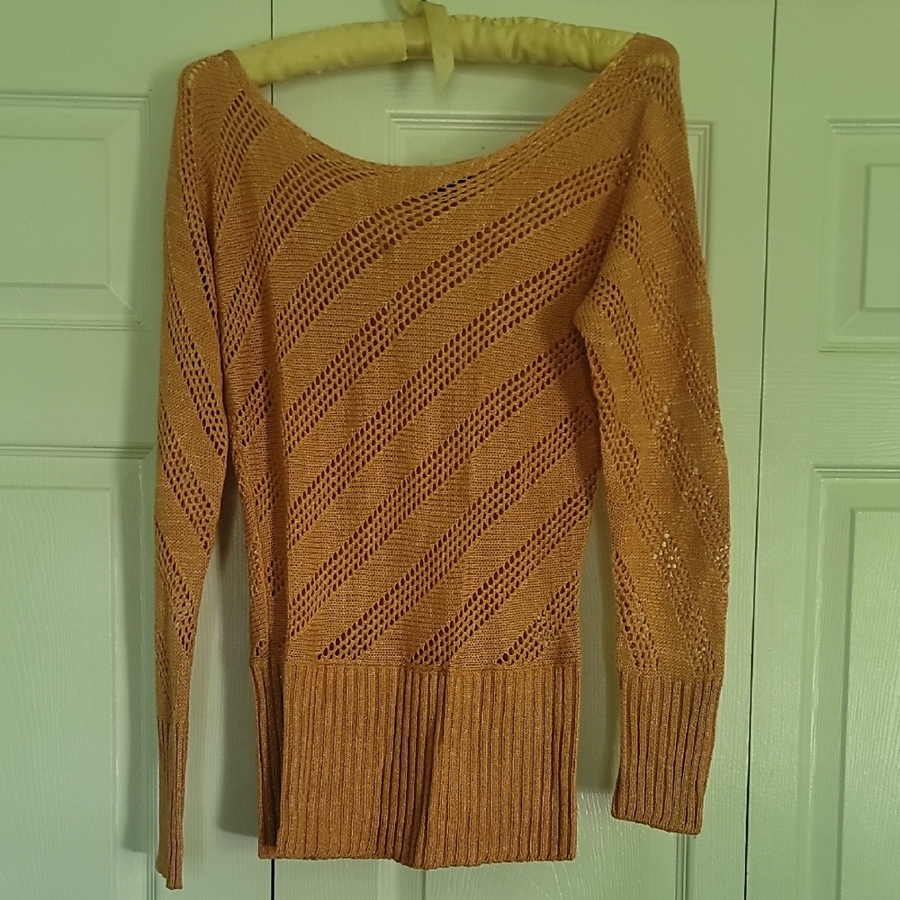 bebe Off-the-Shoulder Tan Sweater